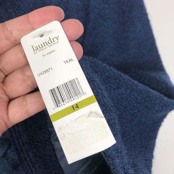 New Laundry by Shelli Segal Teal Double-Breasted Wool Blend Coat Women's Size 14 - Picture 5 of 9